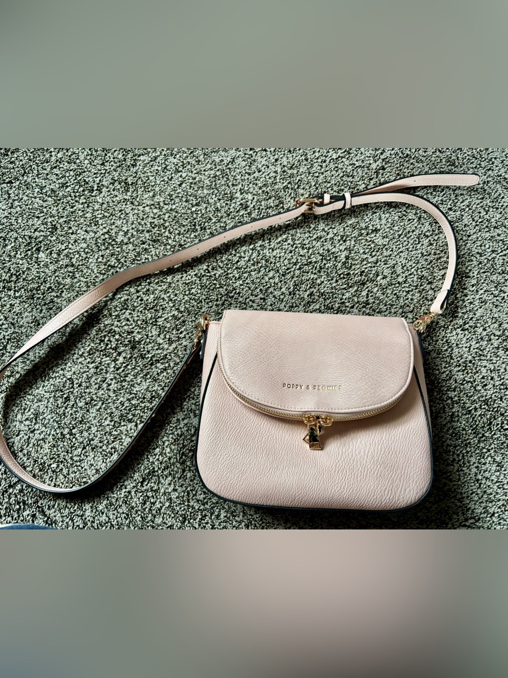 POPPY & PEONIES Blush Pink Crossbody Bag with Gold Hardware